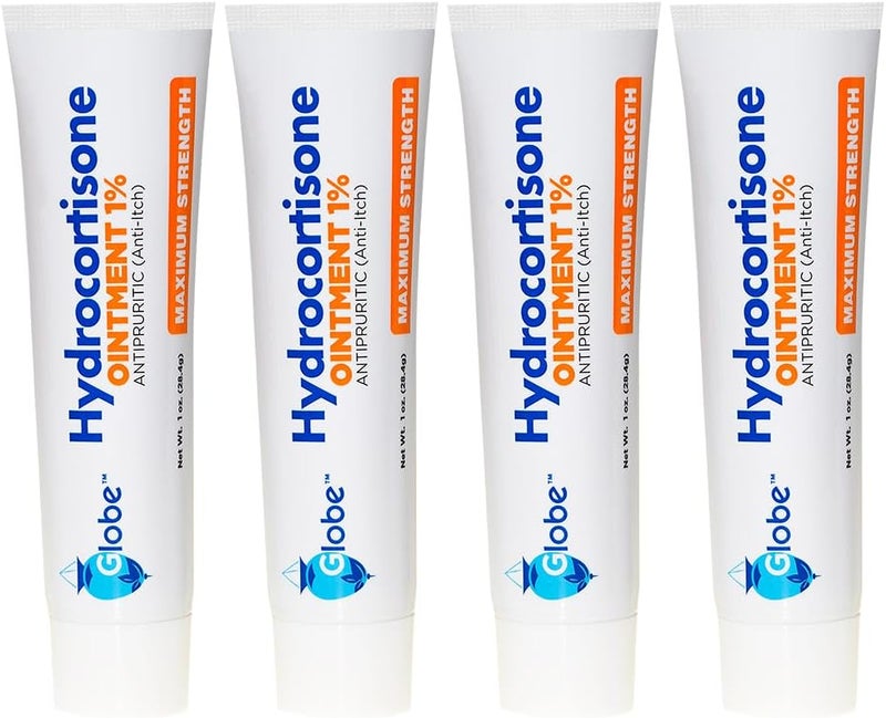 Globe (4 Pack) Hydrocortisone Maximum Strength Transparent Ointment 1%,1 oz, Anti-Itch Topical Ointment for Redness, Swelling, Itching, Rash, Bug/Mosquito Bites, Eczema, Hemorrhoids & More - Image 1
